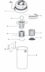 Part Location Diagram of 9039800 Shop-Vac Cartridge Filter