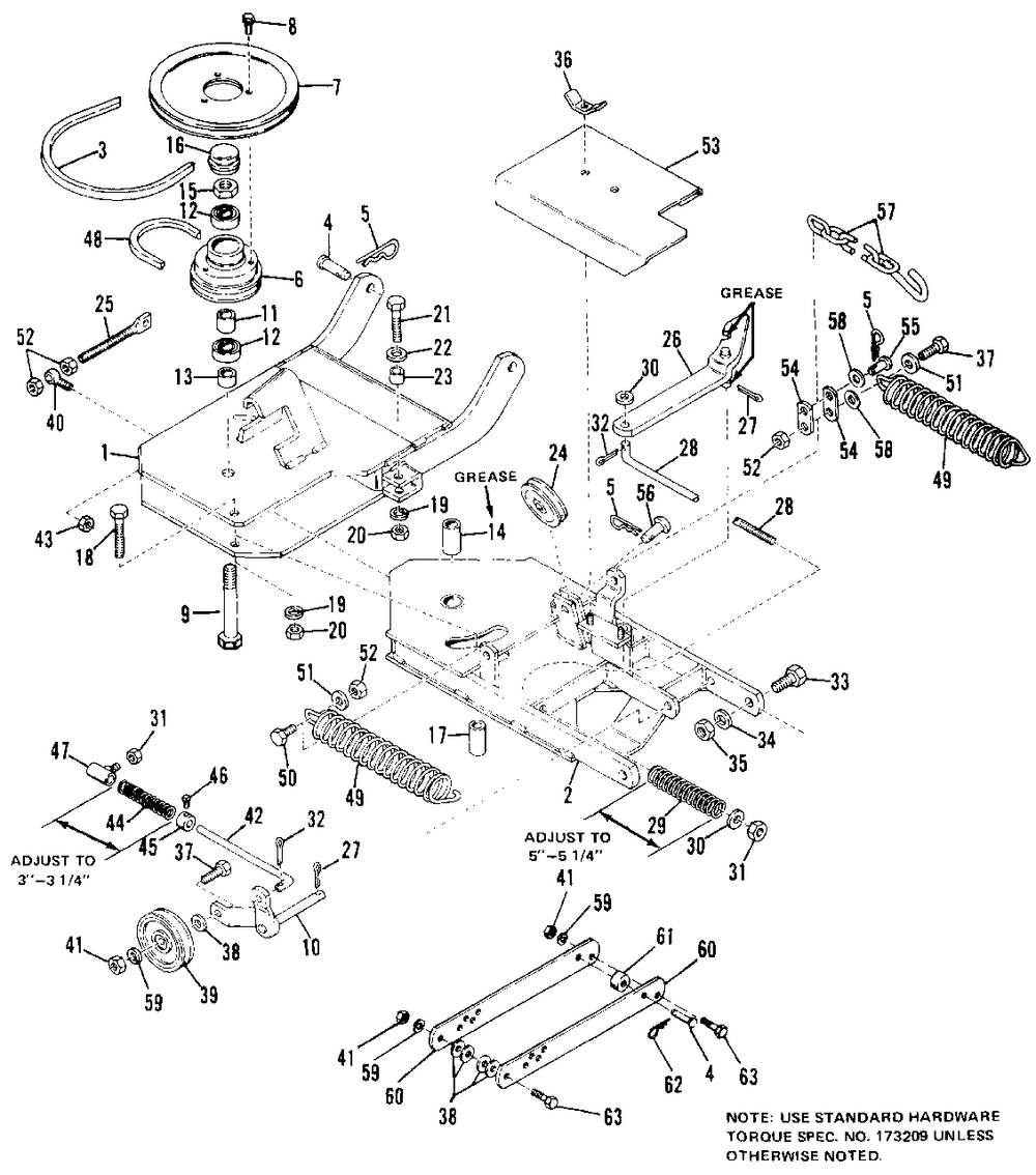 57-Inch Sickle Bar-Hitch Group Diagram and Parts List for 1600197  Simplicity Lawn Tractor Accessories