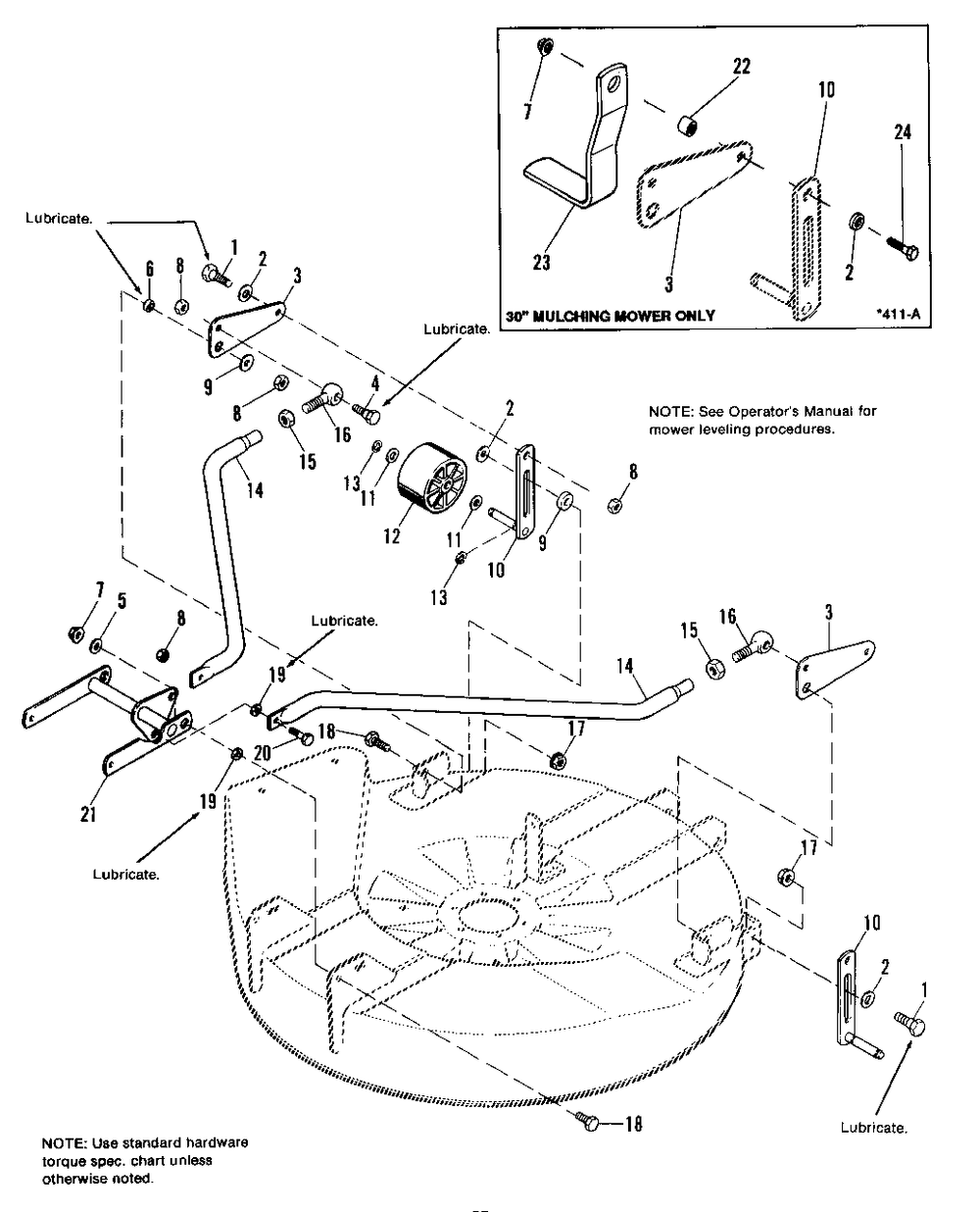 30-Inch Linkage And Roller Support Group Diagram and Parts List for 3110 1690566 Simplicity Lawn Tractor
