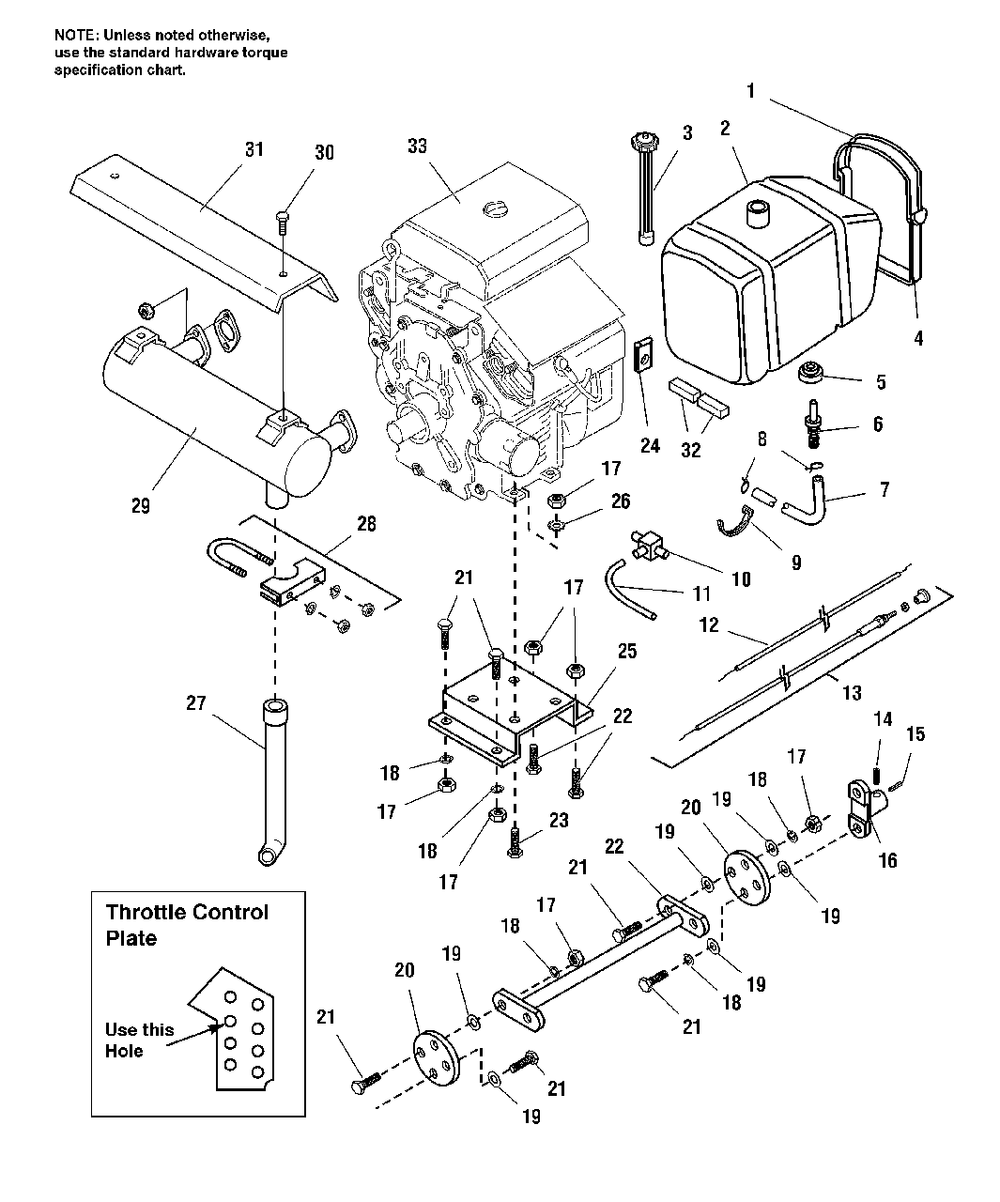 Engine, Exhaust And Drive Shaft Group - Kohler 18hp Ohc Diagram and Parts List for 918H 1693413 Simplicity Lawn Tractor
