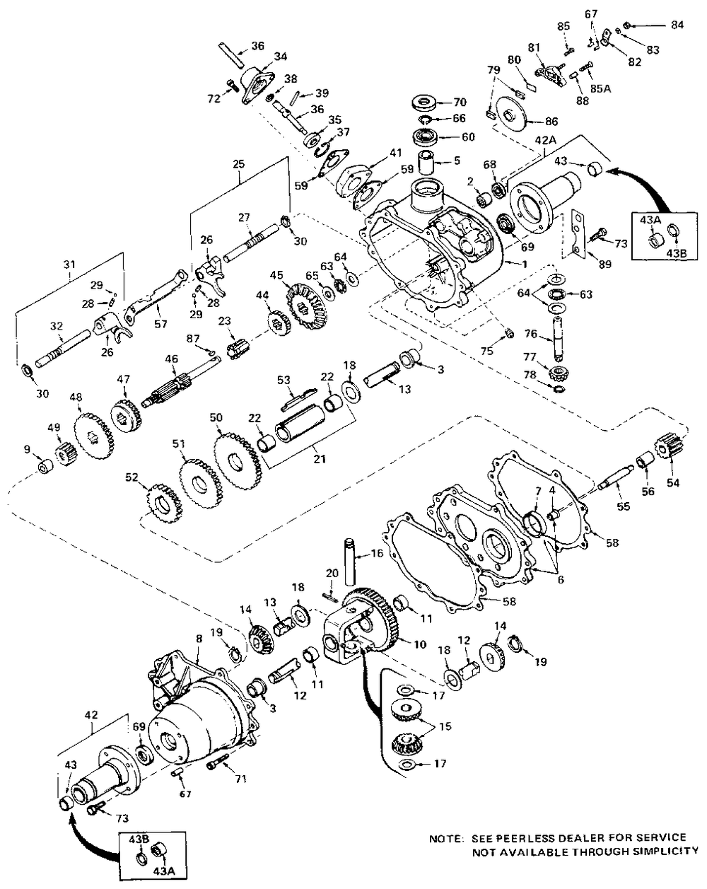 Transaxle Model No. 657 Diagram and Parts List for 4111 1690344 Simplicity Lawn Tractor