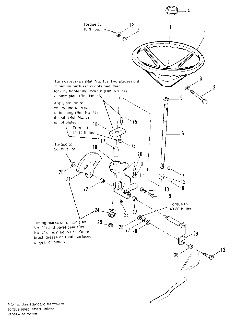 Steering Group Diagram and Parts List for 7116 1691434 Simplicity Lawn Tractor