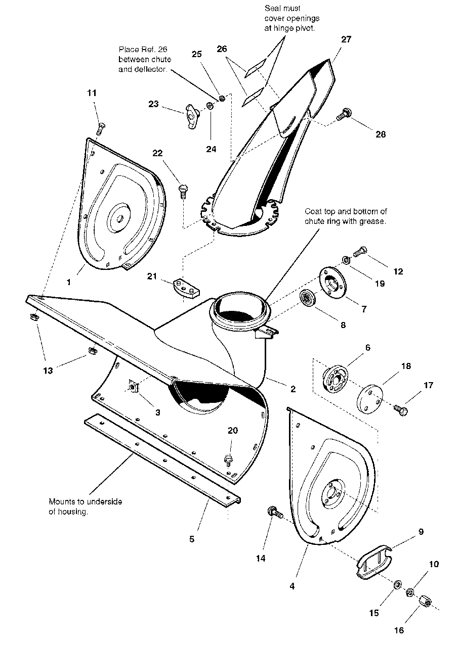 Auger Housing Group (070ch3pc) Diagram and Parts List for 860E 1694588 Simplicity Snow Blower