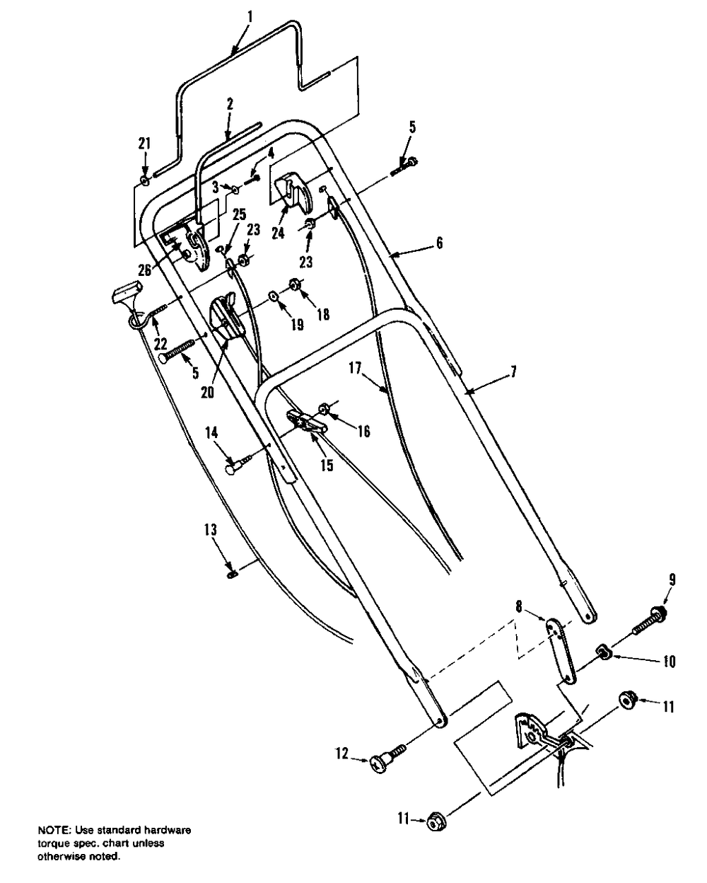 Handles And Controls Group Diagram and Parts List for 1575 1691923 Simplicity Lawn Mower