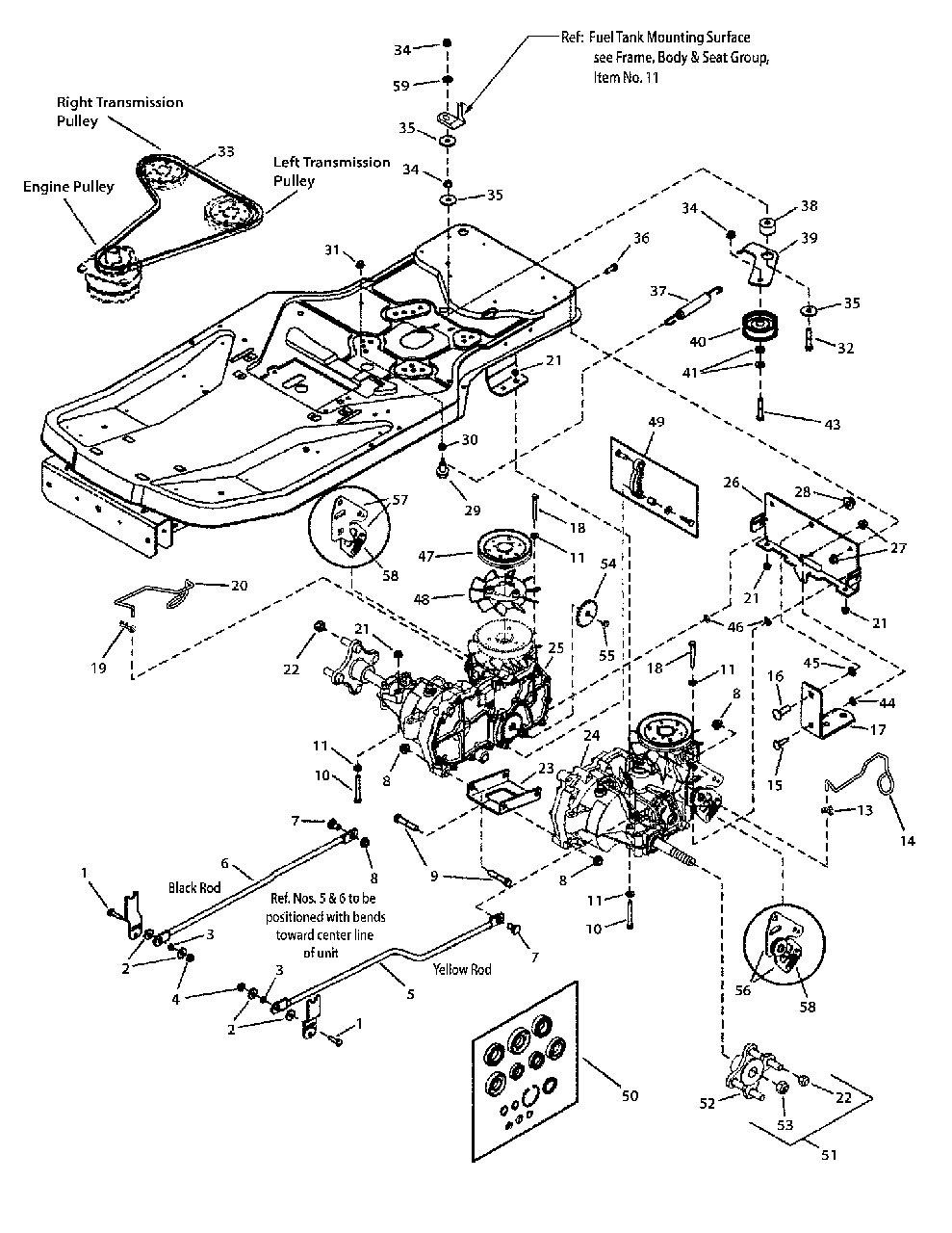 Transmission Group, Zt Diagram and Parts List for ZT2142 7800612 Simplicity Lawn Tractor