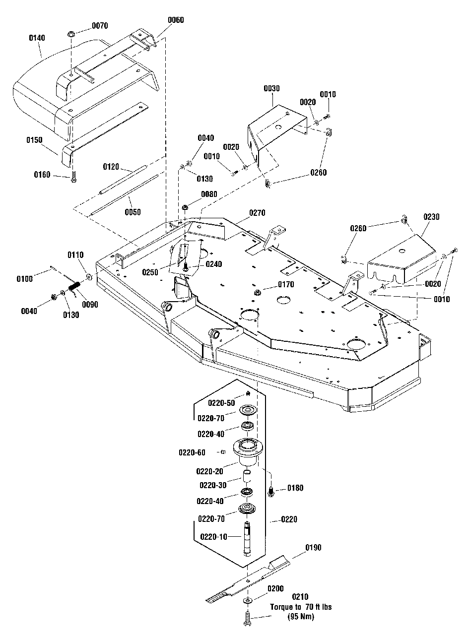 52-Inch Mower Deck - Housing And Arbor Group Diagram and Parts List for 319M 1694382 Simplicity Snow Blower