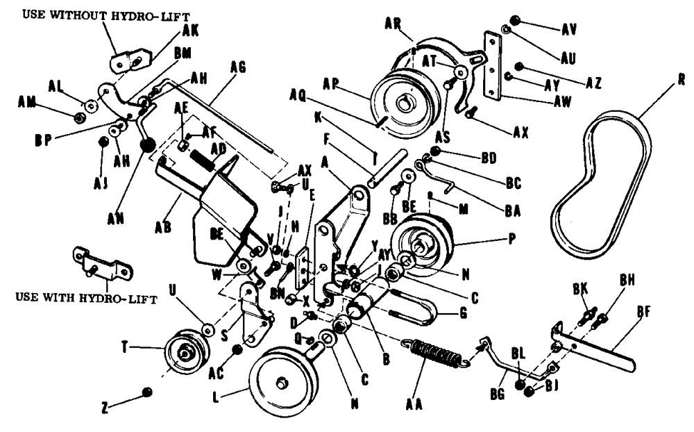 Power Take-Off Diagram and Parts List for 3112H 990499 Simplicity Lawn Tractor