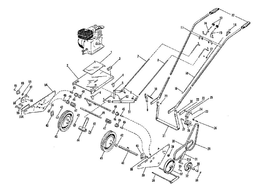 Tractor Group Diagram and Parts List for J 994950 Simplicity Lawn Tractor