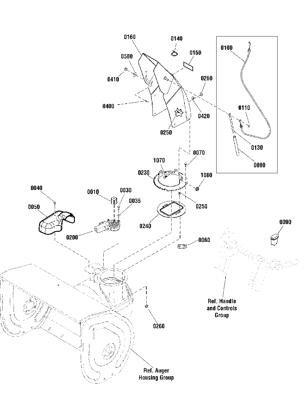 Chute And Rotation Group - Remote Diagram and Parts List for M1227E 1696235-00 Simplicity Snow Blower