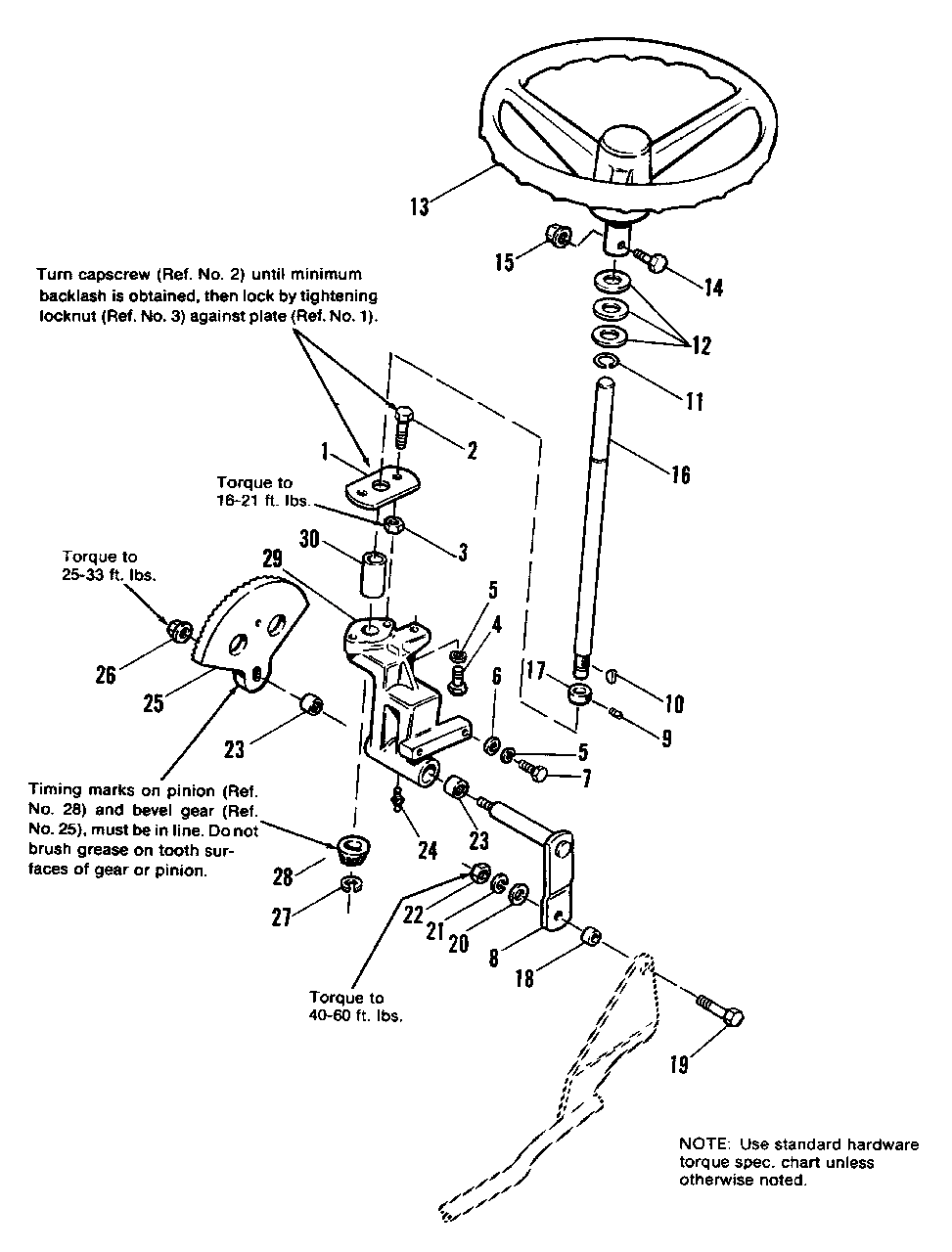 Steering Group Diagram and Parts List for 7116 1690476 Simplicity Lawn Tractor