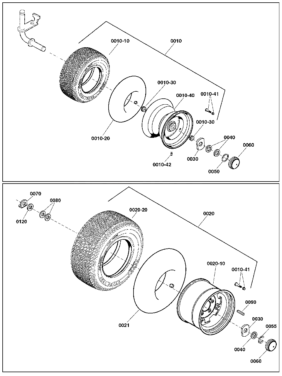 Wheels And Tires Group Diagram and Parts List for 2691336-05  Simplicity Lawn Tractor