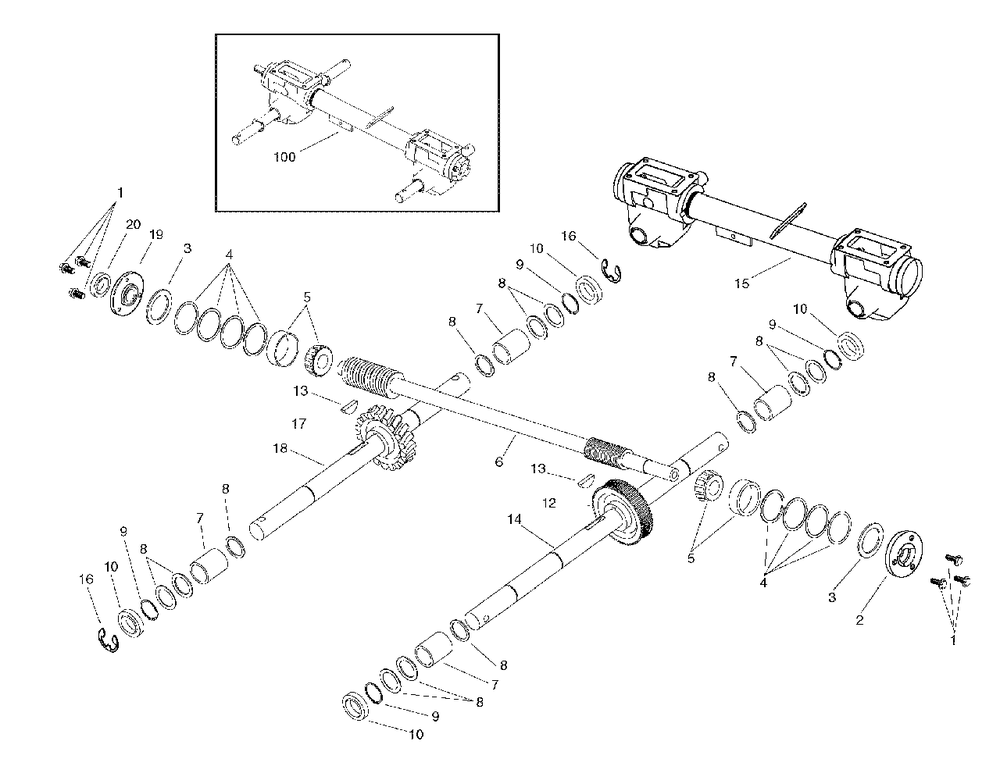 Tiller Shaft Group Diagram and Parts List for 6014VRT 1695922 Simplicity Tiller