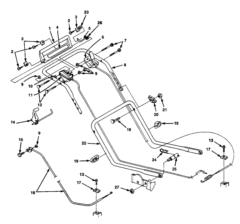 Handles And Controls Group Diagram and Parts List for 1550BBC 1691728 Simplicity Lawn Mower