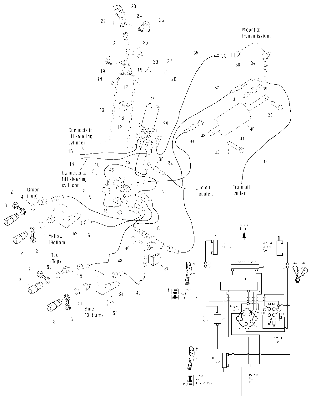 Hydraulic Group Diagram and Parts List for 2690957-00  Simplicity Lawn Tractor