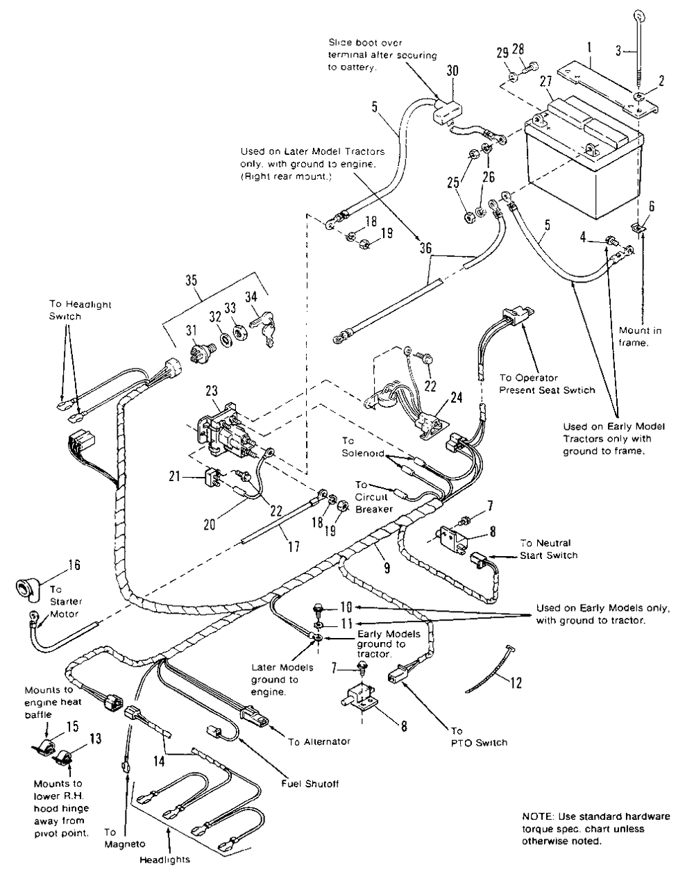 Electrical Group Diagram and Parts List for 6517H 1691733 Simplicity Lawn Tractor