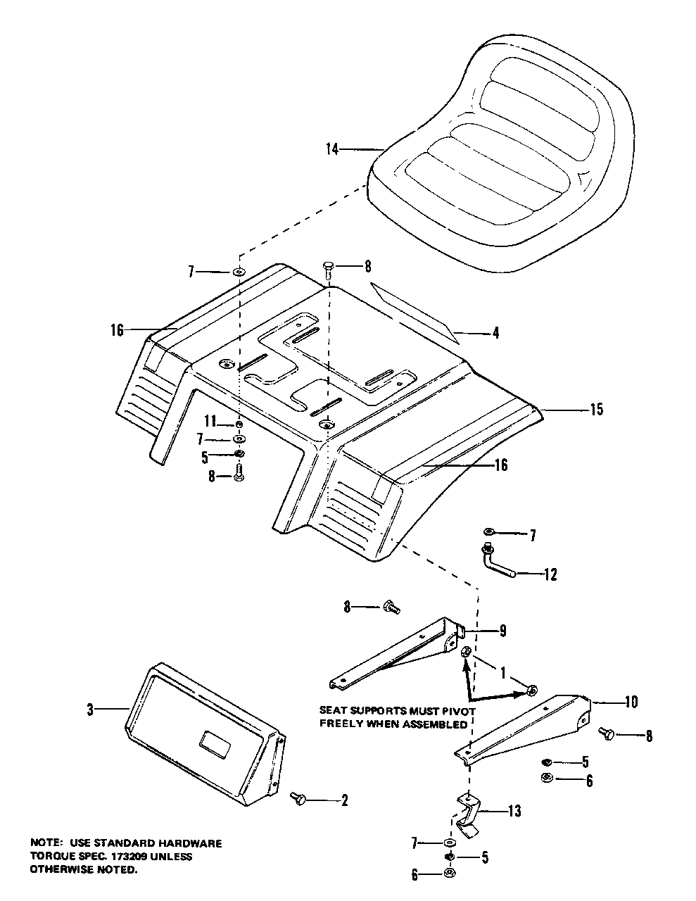 Seat Deck And Seat Group (6008, 6010) Diagram and Parts List for 6010 1690192 Simplicity Lawn Tractor