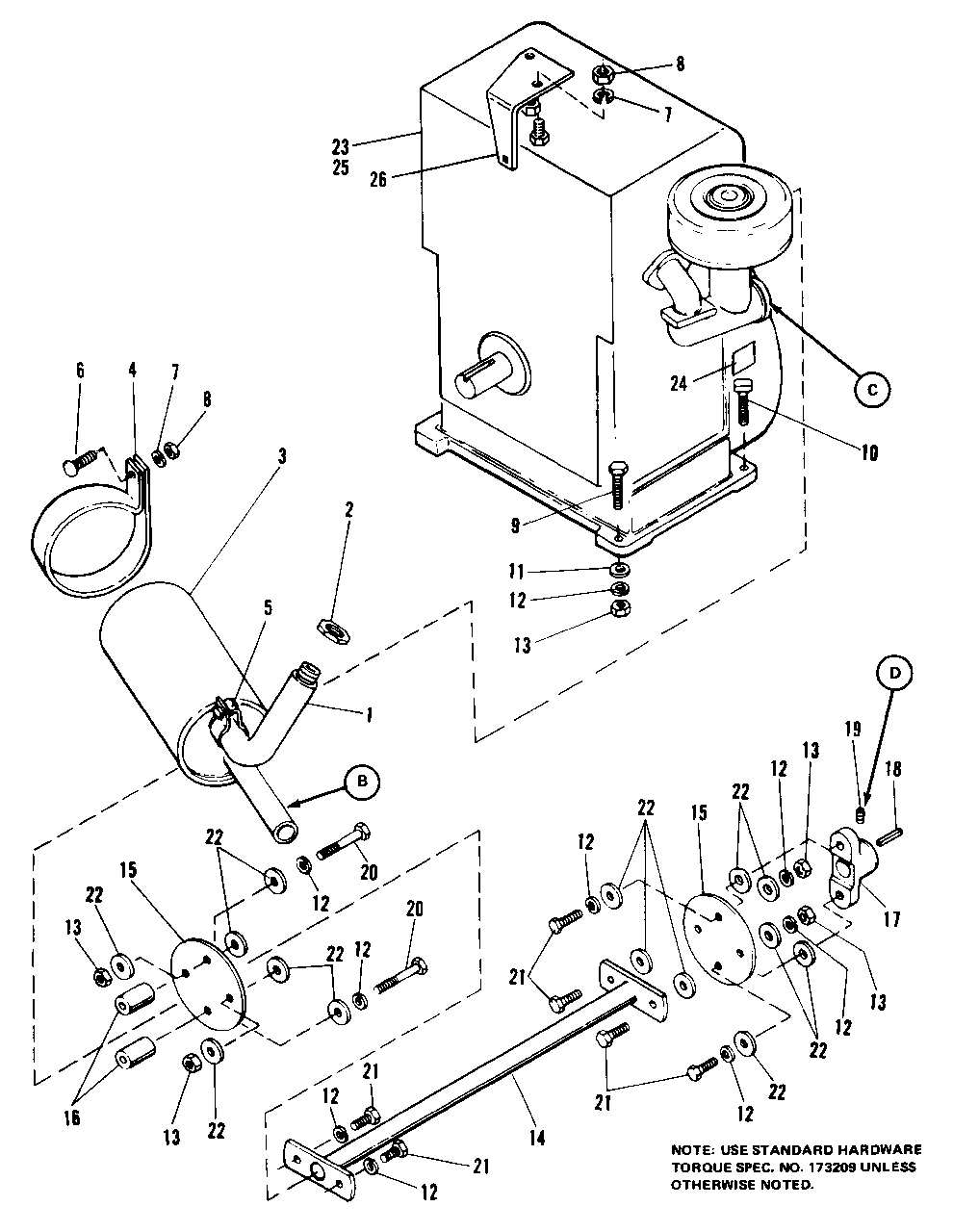 Engine And Drive Shaft Group Diagram and Parts List for 7014S 1690338 Simplicity Lawn Tractor