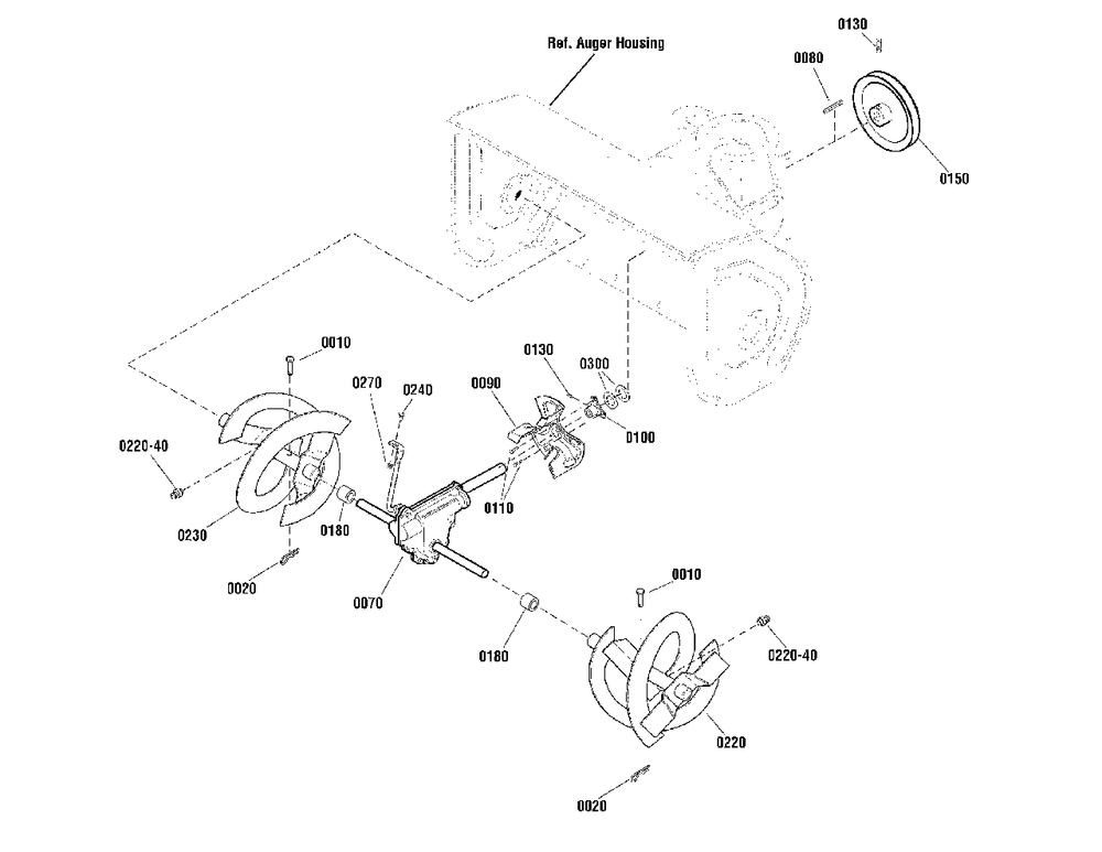 Auger Drive Group Diagram and Parts List for H1730E 1696238-00 Simplicity Snow Blower