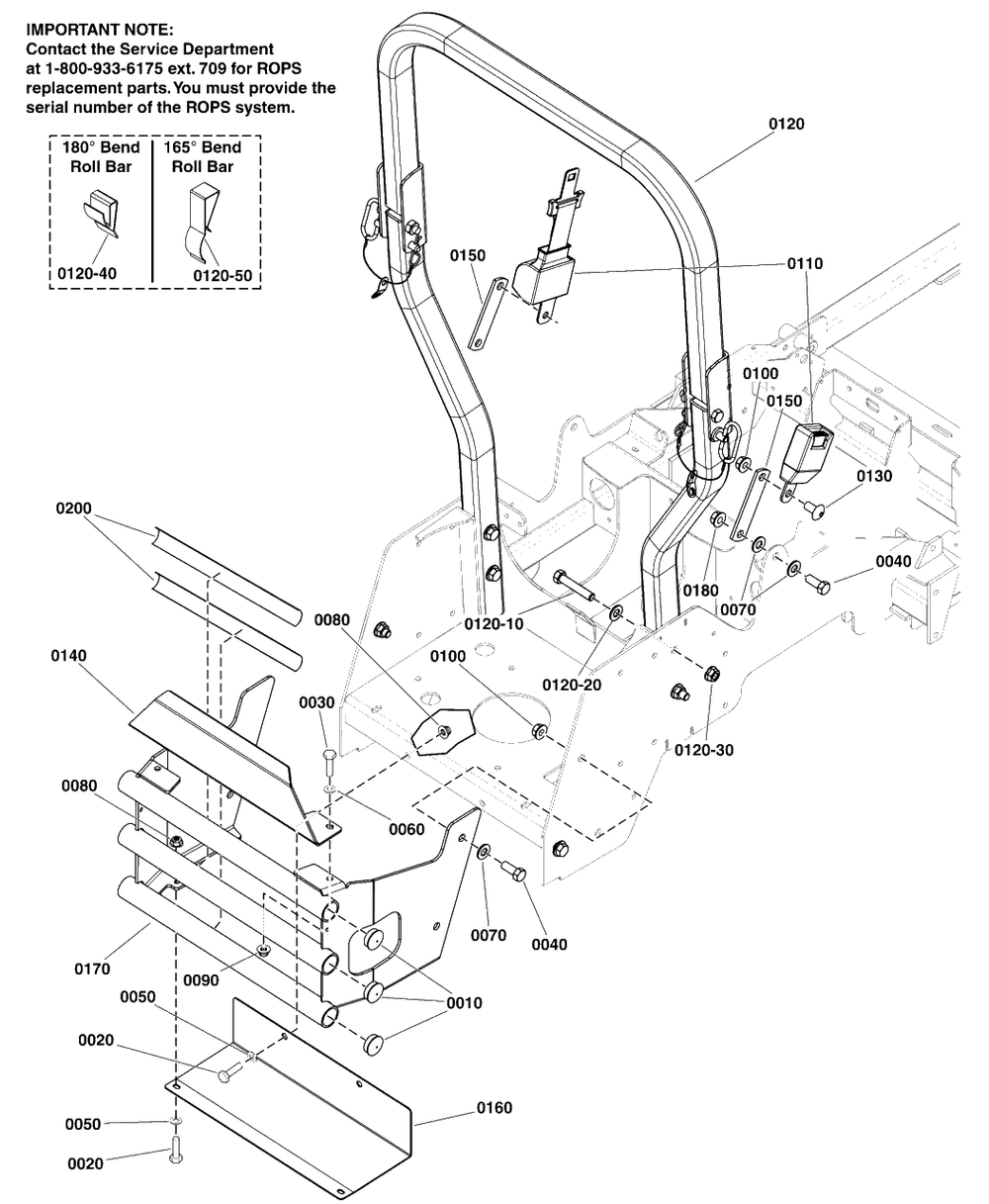Rear Bumper And Rops Group Diagram and Parts List for 5901779  Simplicity Lawn Tractor