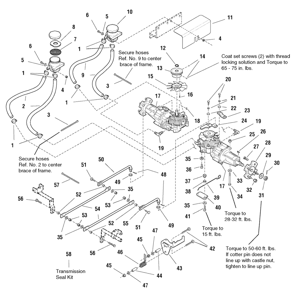 Transmission Group Diagram and Parts List for ZT1644E 1694862 Simplicity Lawn Tractor