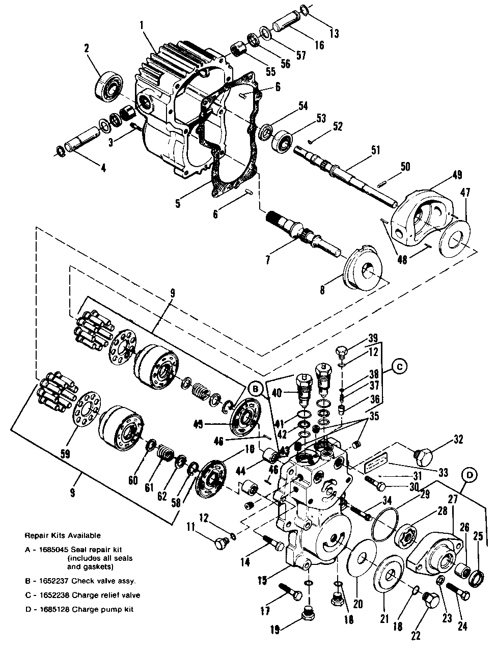 Hydrostatic Pump Diagram and Parts List for 7116H 1690489 Simplicity Lawn Tractor