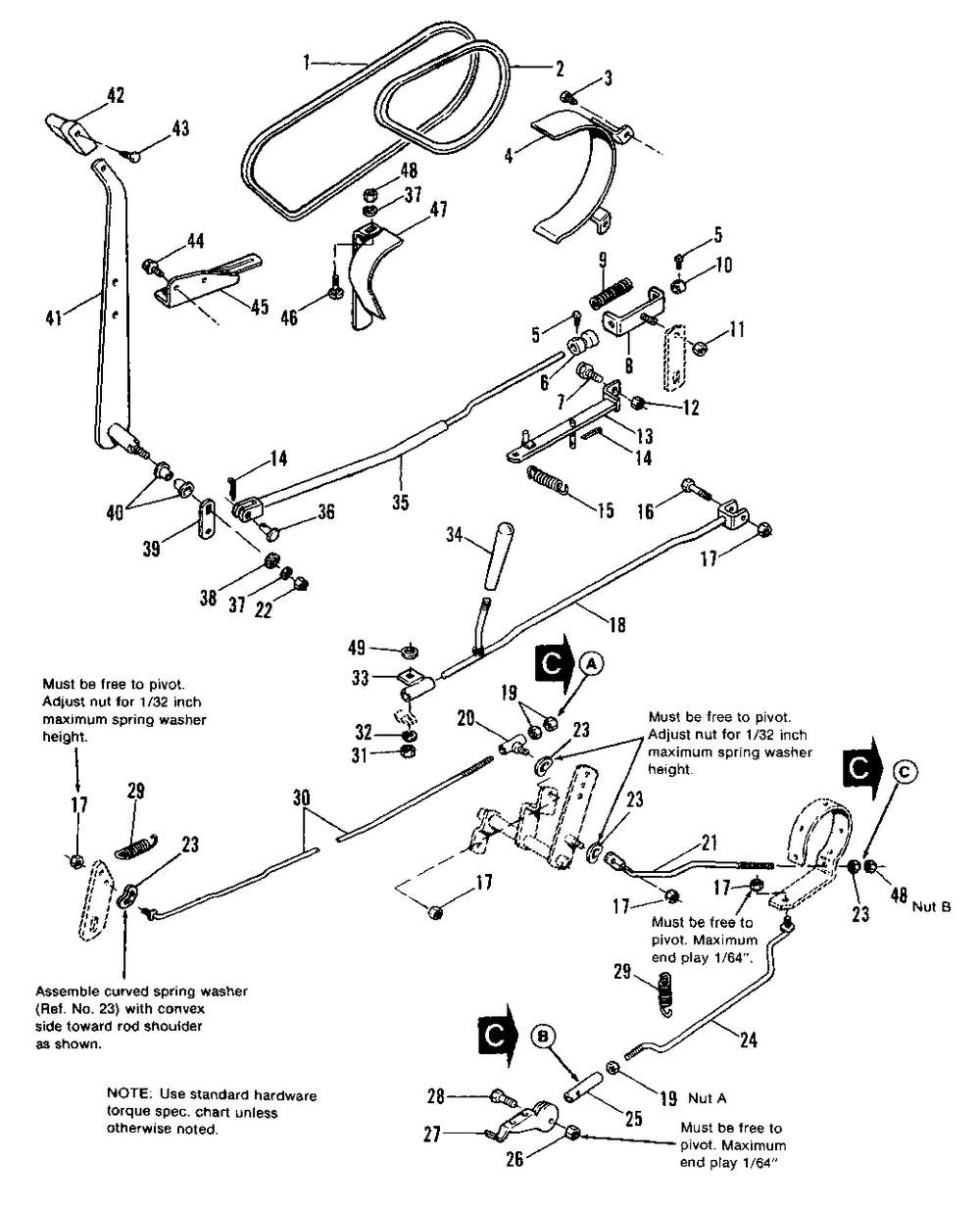 Semi-Automatic Control And Brake Group Diagram and Parts List for 7116 1690660 Simplicity Lawn Tractor