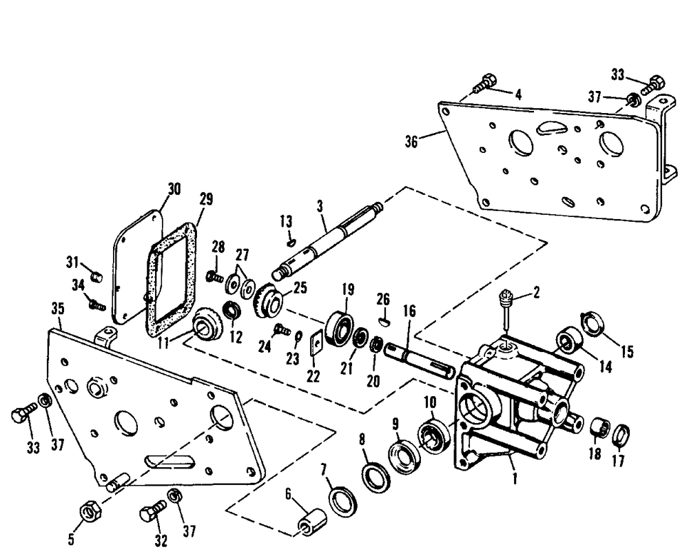 7010-7016 Bevel Gear Housing Diagram and Parts List for 7010 1690018 Simplicity Lawn Tractor