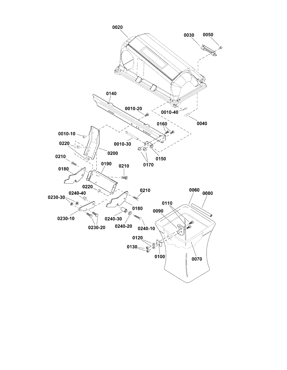 Triple Catcher Assembly Diagram and Parts List for 1697363A-00  Simplicity Lawn Tractor Accessories