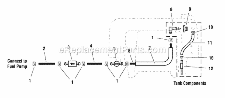 Fuel Supply Hose  Tank Replacement Parts Group (7104Trpg) Diagram and Parts List for 1334  Simplicity Lawn Mower