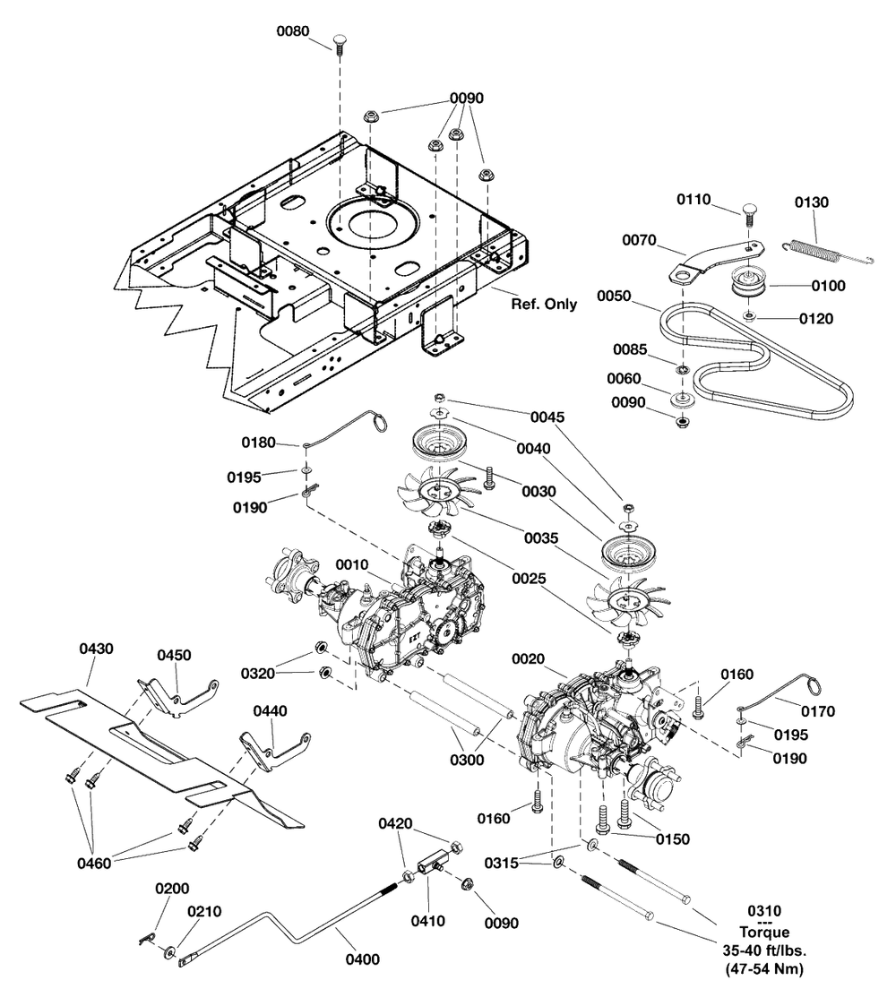 Transmission Group Diagram and Parts List for SZT175 2691923-00 Simplicity Lawn Tractor