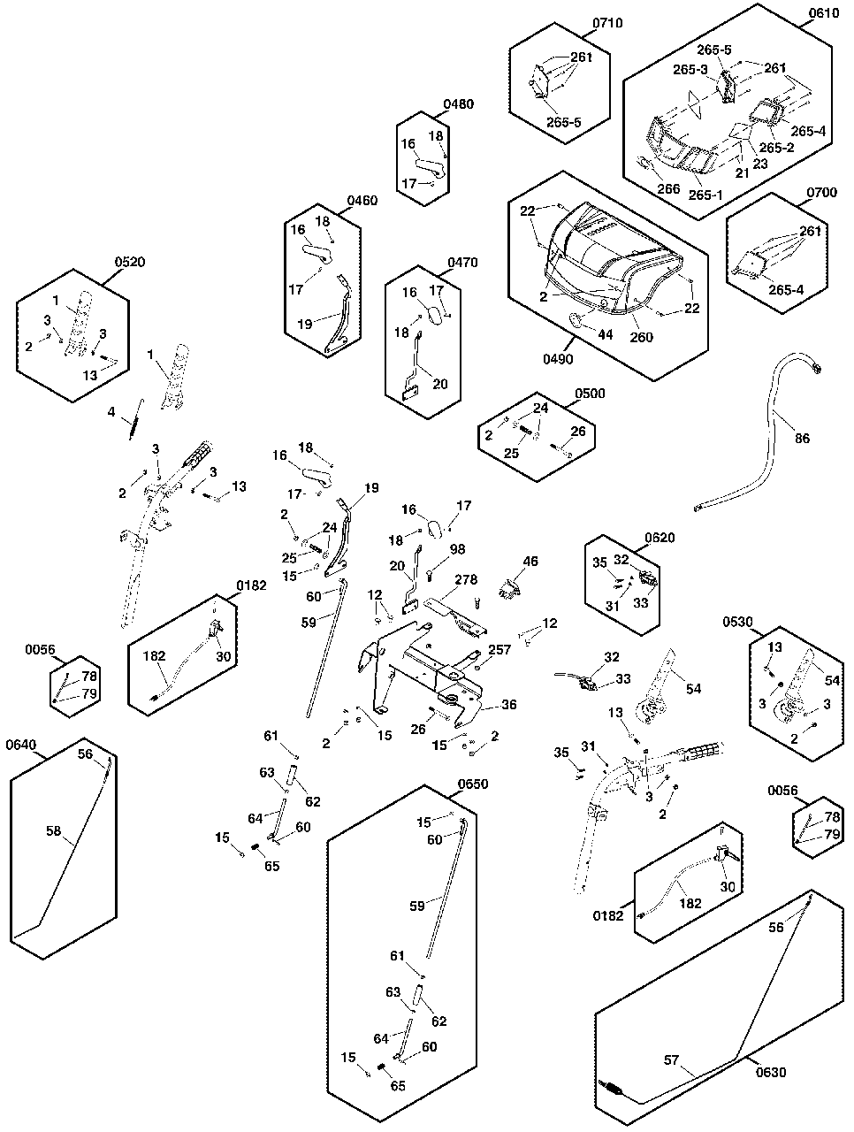 Controls Group Diagram and Parts List for M1227E 1696819-00 Simplicity Snow Blower