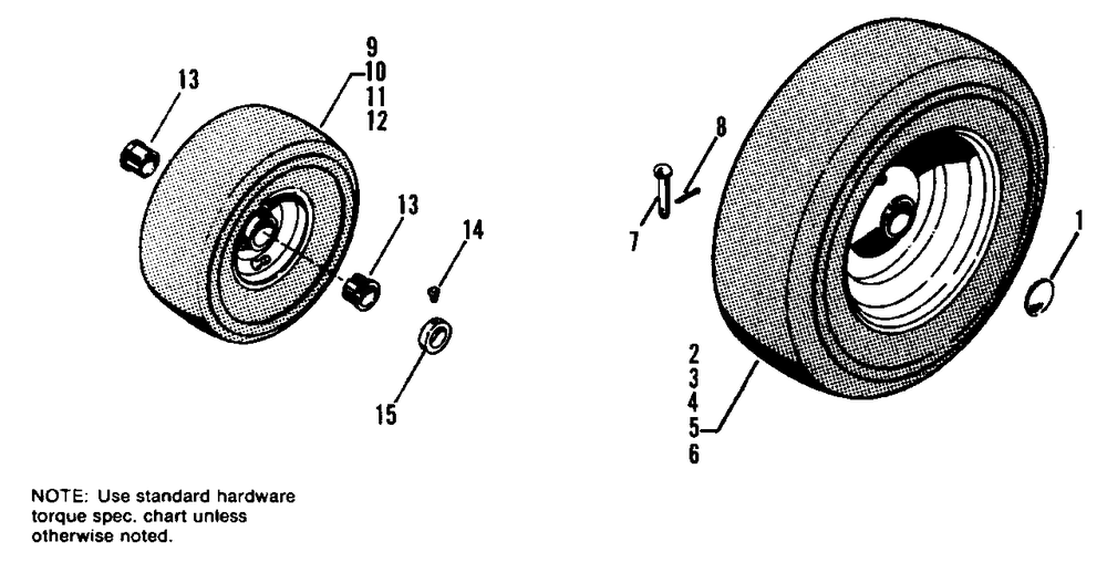 Front And Rear Wheels Group Diagram and Parts List for 808 1690002 Simplicity Lawn Tractor