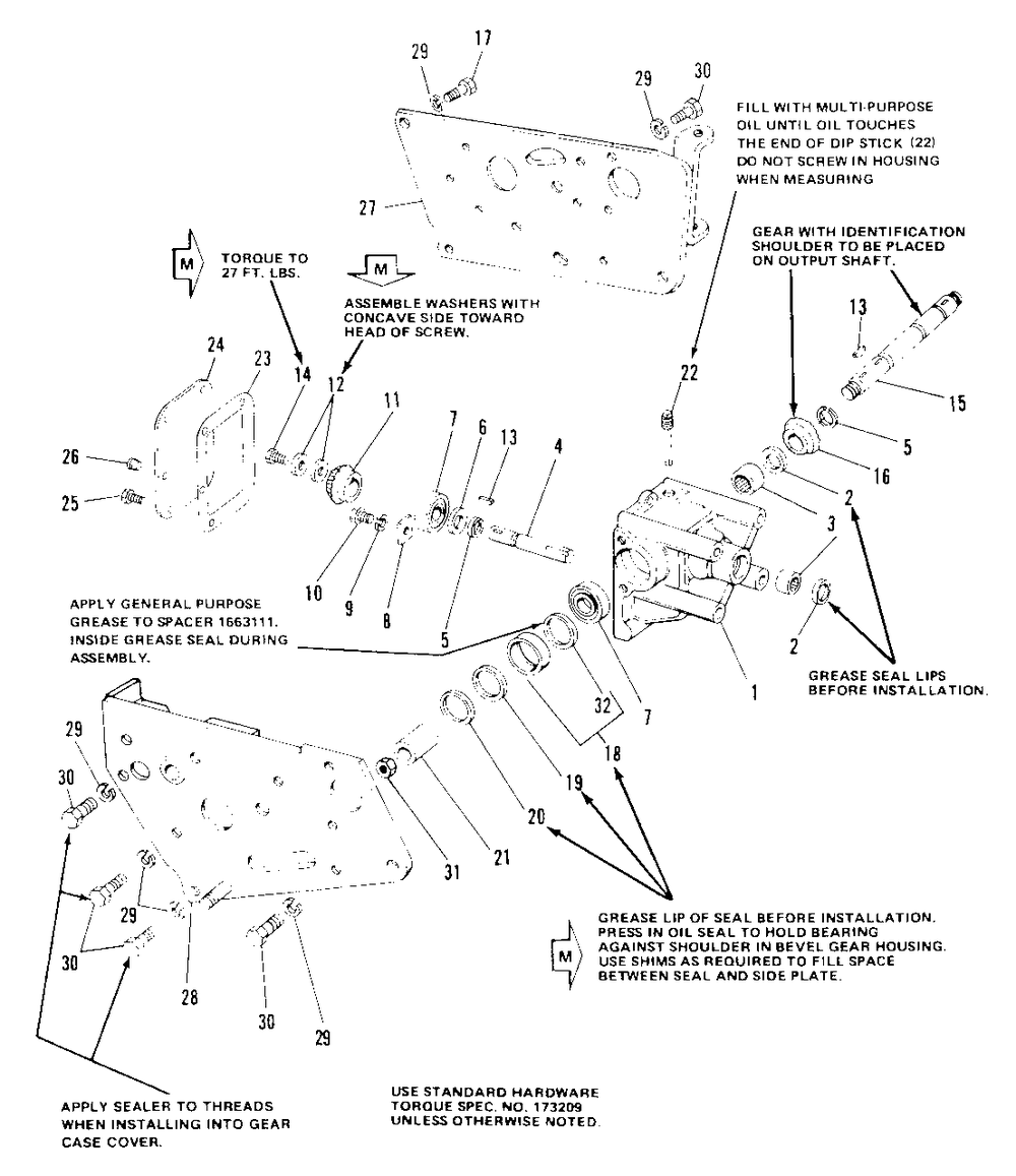 Bevel Gear And Side Plate Group Diagram and Parts List for 7014S 1690338 Simplicity Lawn Tractor