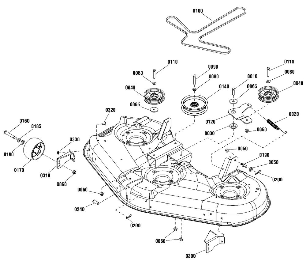 46-Inch Mower Deck - Clutch And Support Group Diagram and Parts List for SZT150 2691693-00 Simplicity Lawn Tractor
