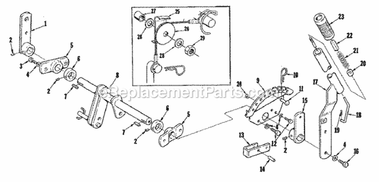 Lift Assembly Group (3858I02) Diagram and Parts List for 1600112  Simplicity Lawn Tractor