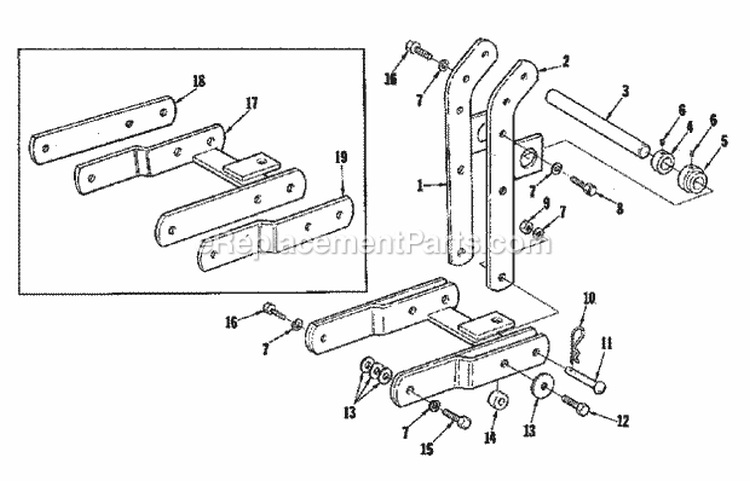 Draw Bar Assembly Group (3858I01) Diagram and Parts List for 1600112  Simplicity Lawn Tractor