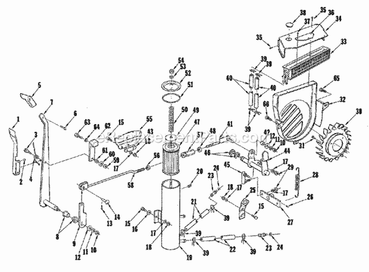 Hydrostatic Cooling  Controls Group (3858I07) Diagram and Parts List for 1600112  Simplicity Lawn Tractor