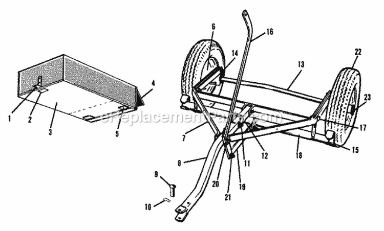 Dump Cart Group (1505I61) Diagram and Parts List for 1600046  Simplicity Lawn Tractor