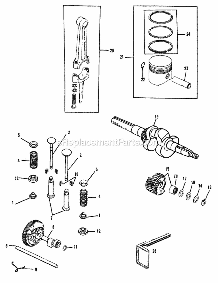 Engine Group - Internal (1505I02) Diagram and Parts List for 1600046  Simplicity Lawn Tractor