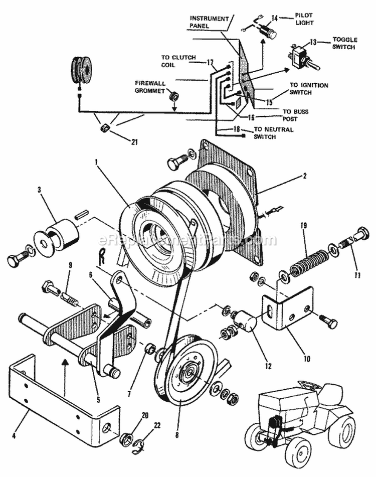 Front PTO Group - Electric (1505I18) Diagram and Parts List for 1600046  Simplicity Lawn Tractor