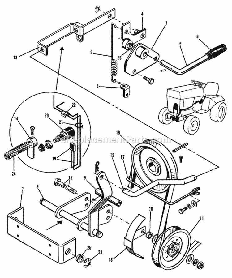 Front PTO Group - Manual (1505I17) Diagram and Parts List for 1600046  Simplicity Lawn Tractor