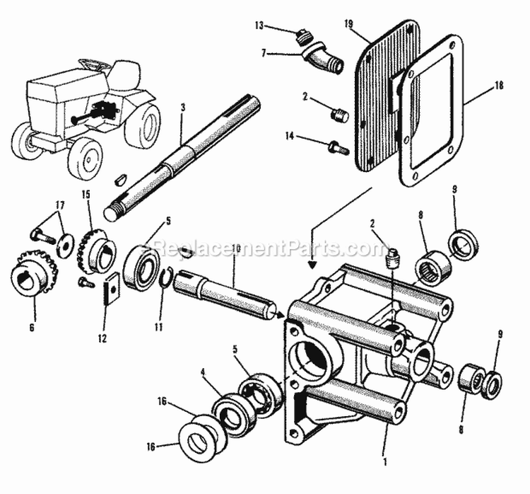 Gear Box Group (1505I07) Diagram and Parts List for 1600046  Simplicity Lawn Tractor