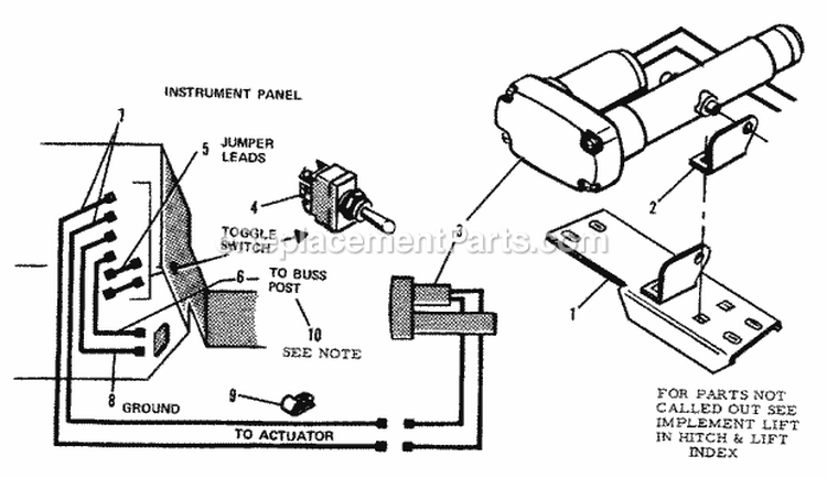 Implement Lift Group - Electric (1505I30) Diagram and Parts List for 1600046  Simplicity Lawn Tractor
