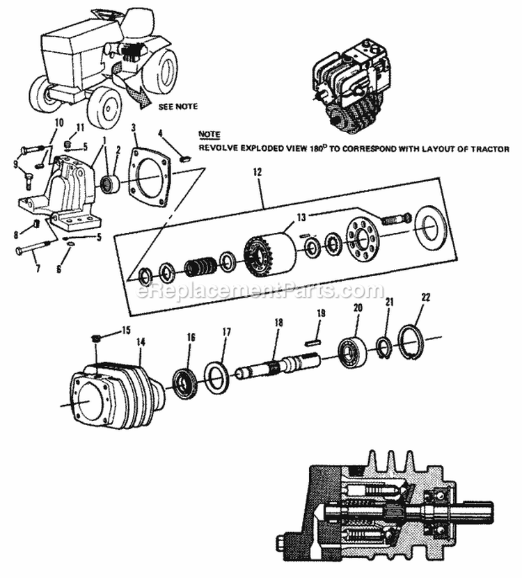 Motor Components Group (1505I13) Diagram and Parts List for 1600046  Simplicity Lawn Tractor