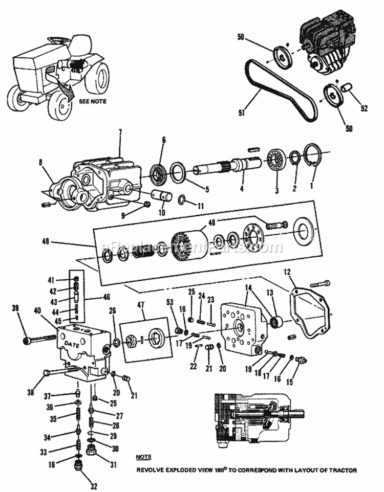 Pump  Control Valve Group (1505I12) Diagram and Parts List for 1600046  Simplicity Lawn Tractor