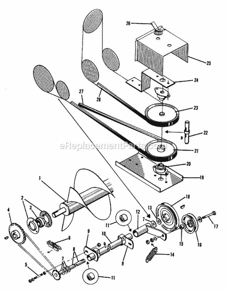 Snowthrower Drive Group (1505I56) Diagram and Parts List for 1600046  Simplicity Lawn Tractor