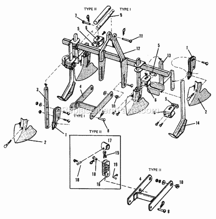 Cultivator Group - Row Crop (1506I53) Diagram and Parts List for 1600258  Simplicity Lawn Tractor