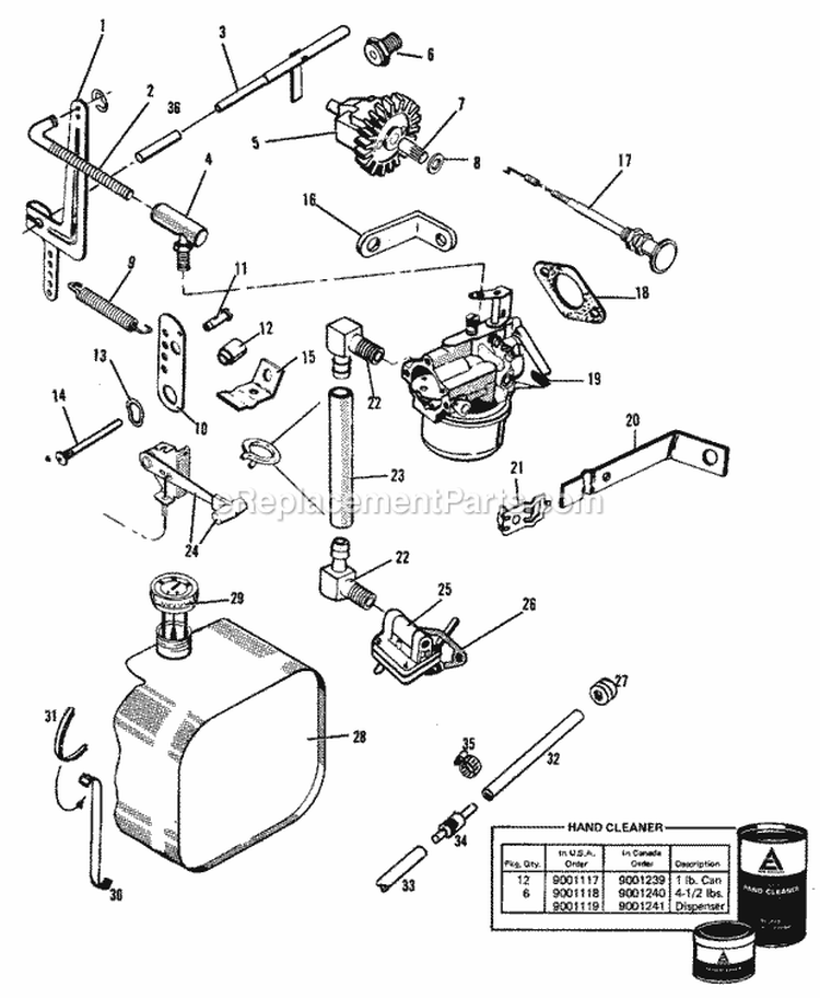 Fuel System Group (1506I03) Diagram and Parts List for 1600258  Simplicity Lawn Tractor