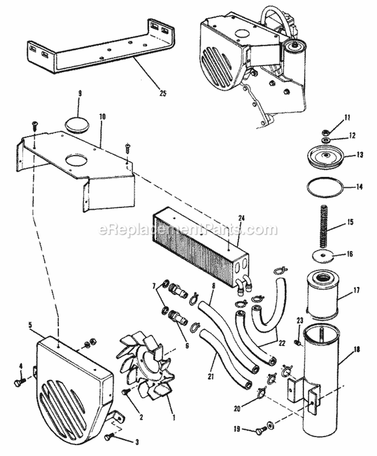 Hydrostatic Cooling Group (1506I15) Diagram and Parts List for 1600258  Simplicity Lawn Tractor