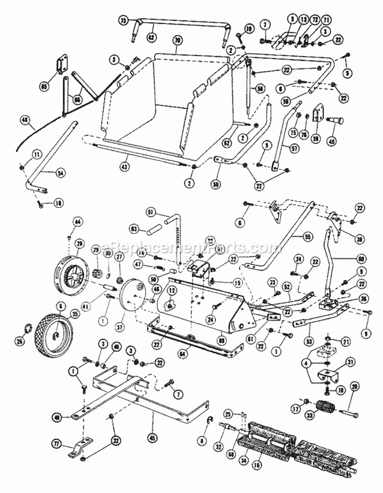 Lawn Sweeper Group (1506I45) Diagram and Parts List for 1600258  Simplicity Lawn Tractor